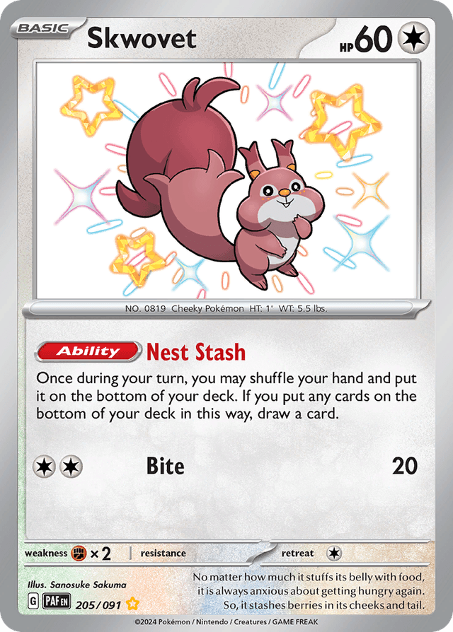 Carta Skwovet 205/91 do set Paldean Fates — Pokémon TCG | Bynx