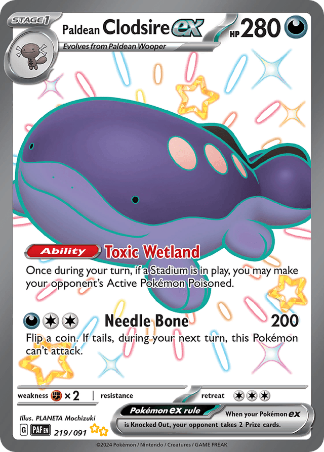 Carta Paldean Clodsire ex 219/91 do set Paldean Fates — Pokémon TCG | Bynx