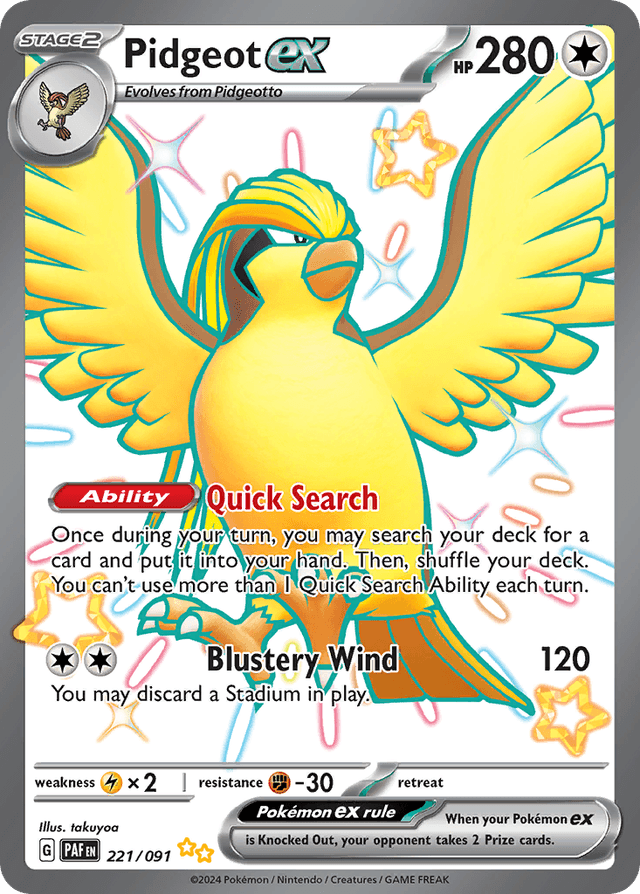 Carta Pidgeot ex 221/91 do set Paldean Fates — Pokémon TCG | Bynx