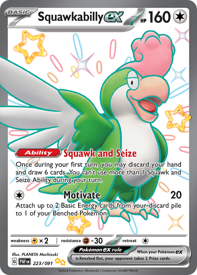 Carta Squawkabilly ex 223/91 do set Paldean Fates — Pokémon TCG | Bynx