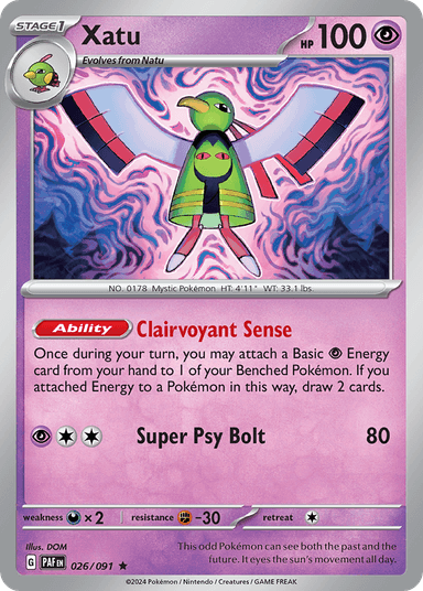 Carta Xatu 26/91 do set Paldean Fates — Pokémon TCG | Bynx
