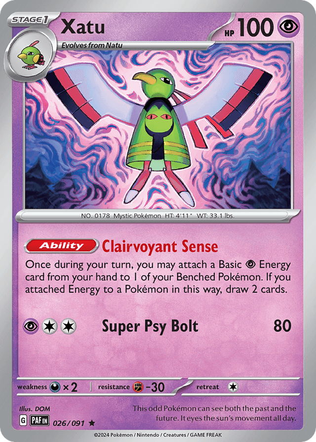 Carta Xatu 26/91 do set Paldean Fates — Pokémon TCG | Bynx