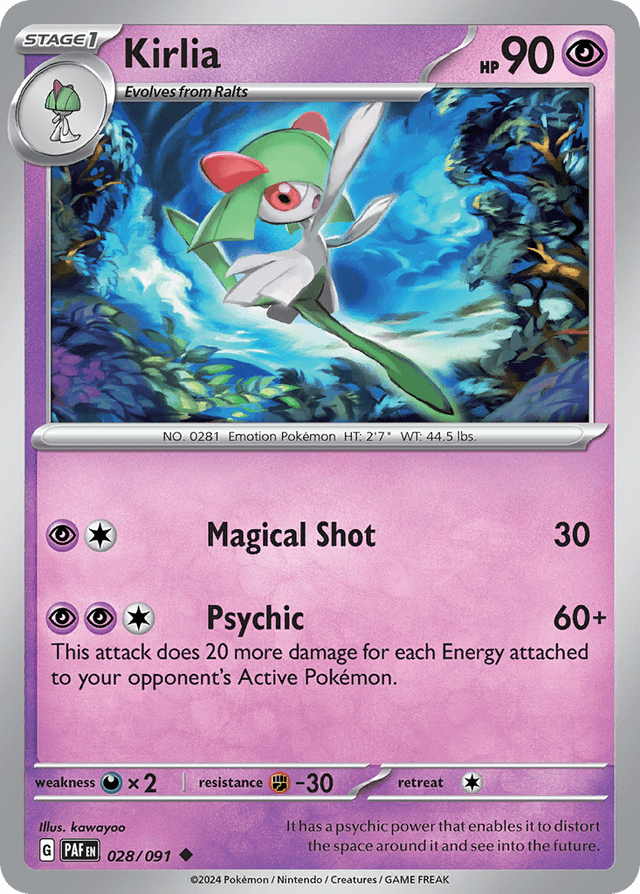 Carta Kirlia 28/91 do set Paldean Fates — Pokémon TCG | Bynx