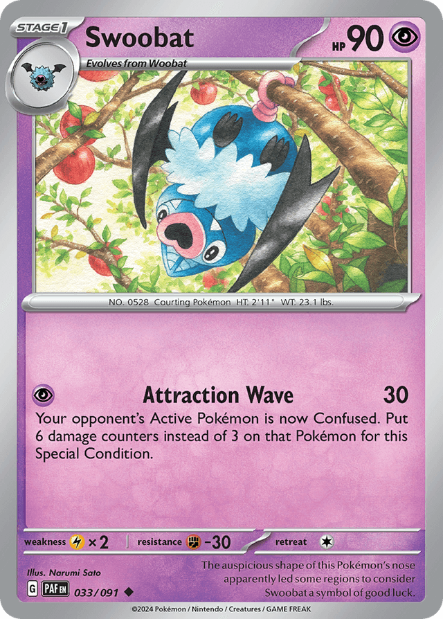 Carta Swoobat 33/91 do set Paldean Fates — Pokémon TCG | Bynx