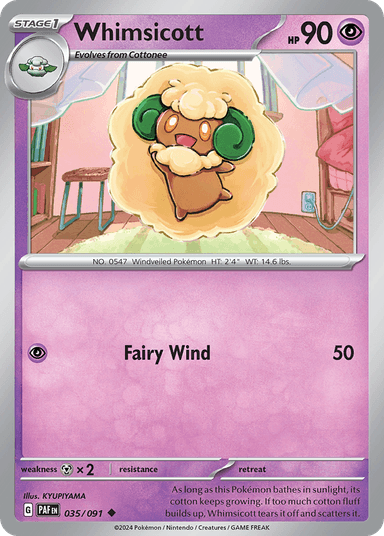 Carta Whimsicott 35/91 do set Paldean Fates — Pokémon TCG | Bynx