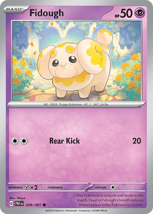 Carta Fidough 38/91 do set Paldean Fates — Pokémon TCG | Bynx