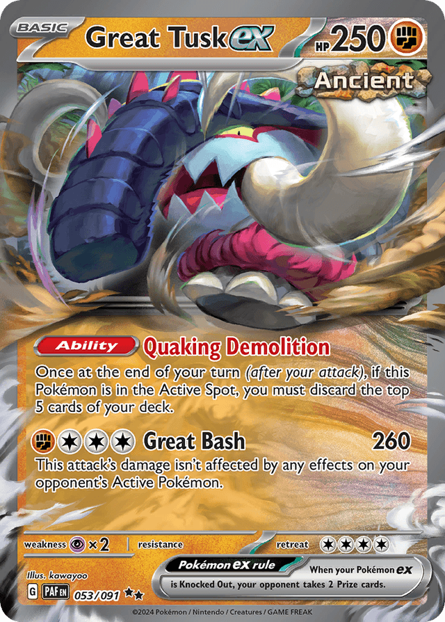 Carta Great Tusk ex 53/91 do set Paldean Fates — Pokémon TCG | Bynx
