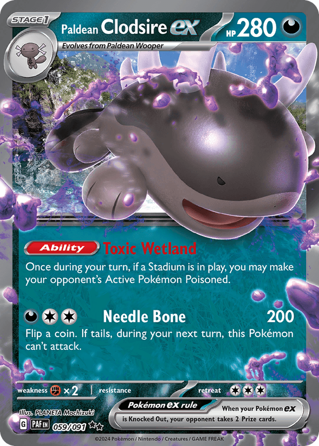 Carta Paldean Clodsire ex 59/91 do set Paldean Fates — Pokémon TCG | Bynx