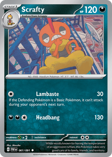 Carta Scrafty 61/91 do set Paldean Fates — Pokémon TCG | Bynx