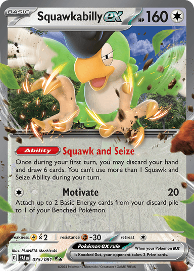 Carta Squawkabilly ex 75/91 do set Paldean Fates — Pokémon TCG | Bynx