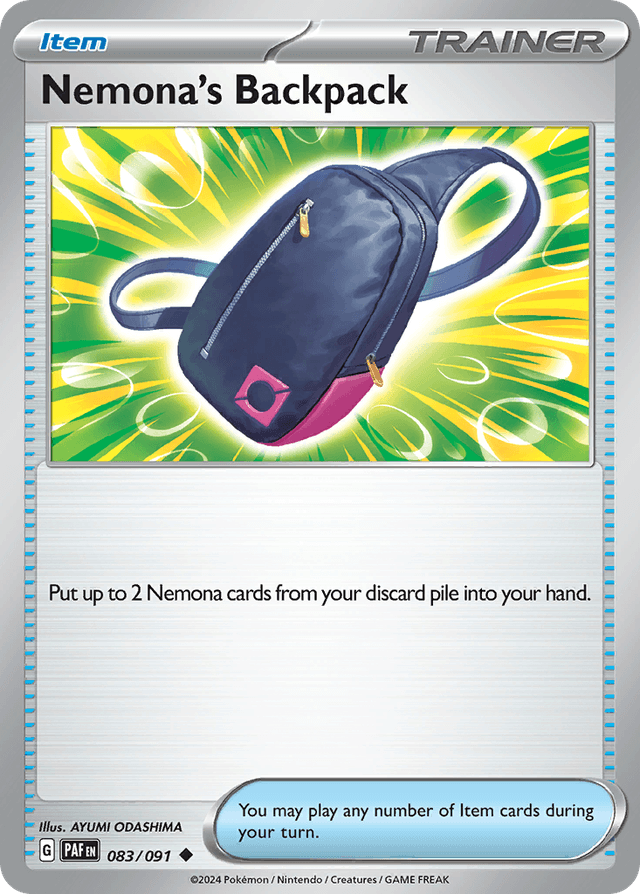Carta Nemona's Backpack 83/91 do set Paldean Fates — Pokémon TCG | Bynx