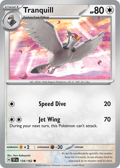 Carta Tranquill 134/162 do set Temporal Forces — Pokémon TCG | Bynx