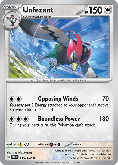 Carta Unfezant 135/162 do set Temporal Forces — Pokémon TCG | Bynx