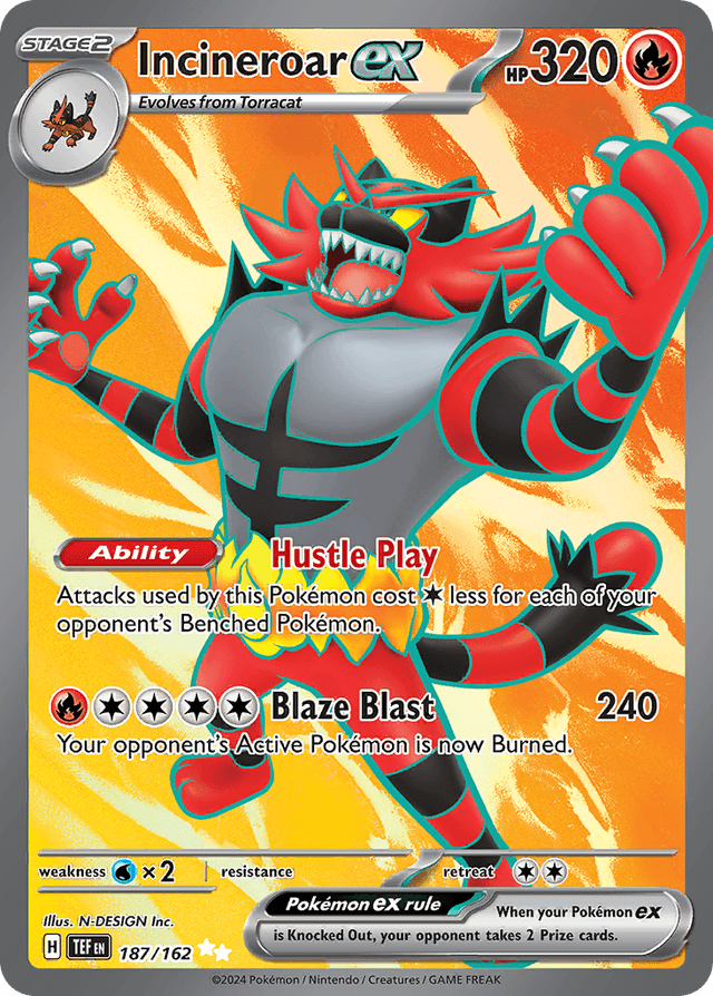 Carta Incineroar ex 187/162 do set Temporal Forces — Pokémon TCG | Bynx