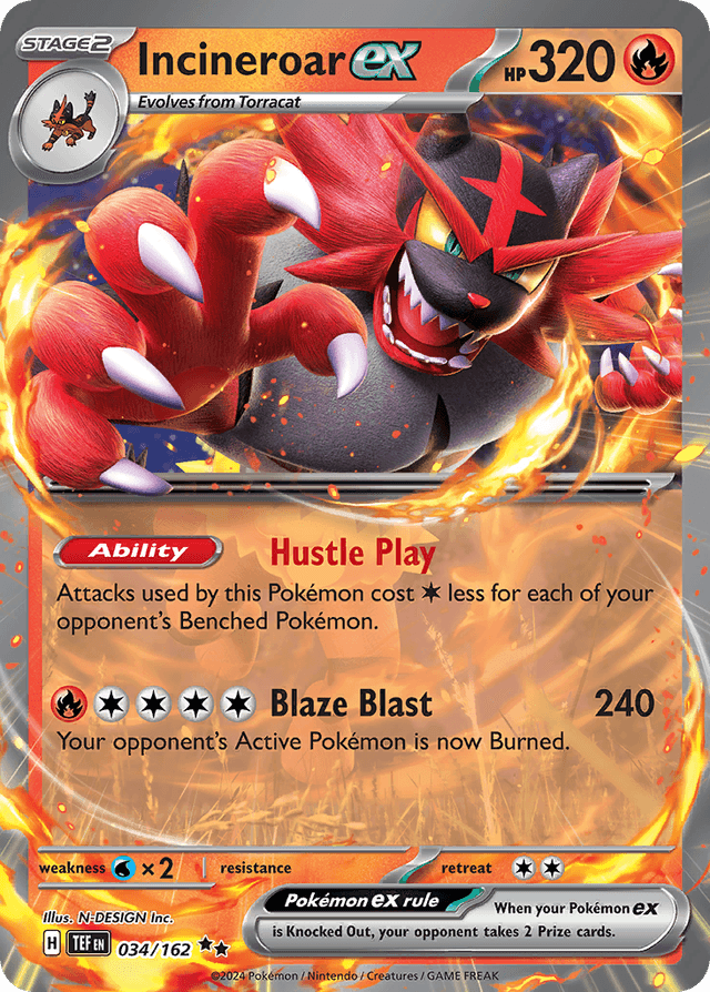 Carta Incineroar ex 34/162 do set Temporal Forces — Pokémon TCG | Bynx