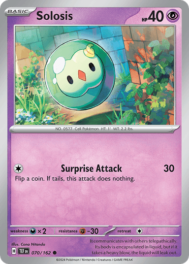 Carta Solosis 70/162 do set Temporal Forces — Pokémon TCG | Bynx