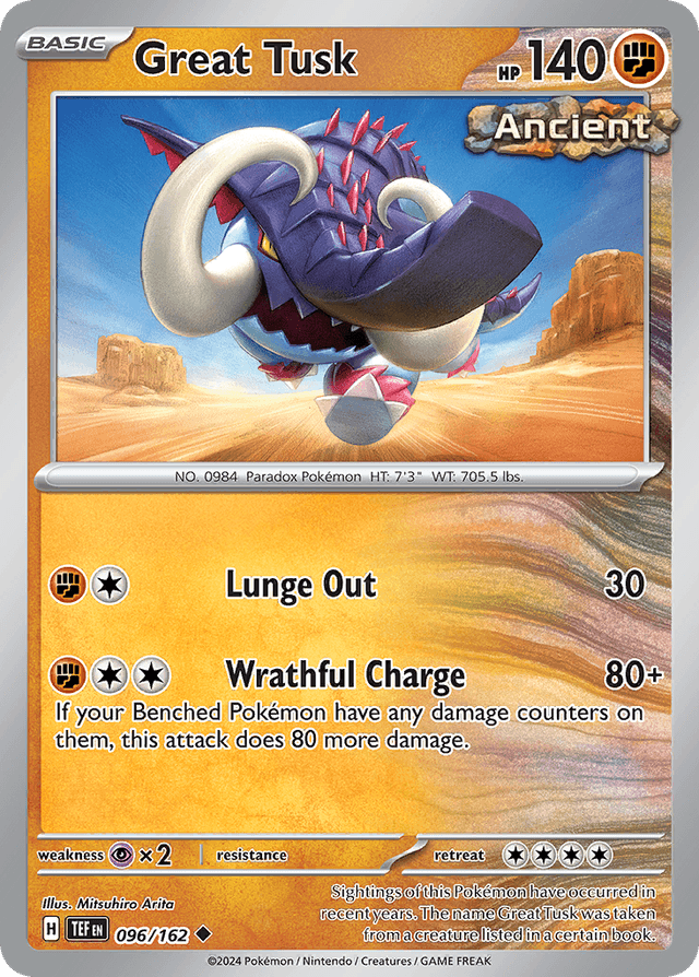 Carta Great Tusk 96/162 do set Temporal Forces — Pokémon TCG | Bynx