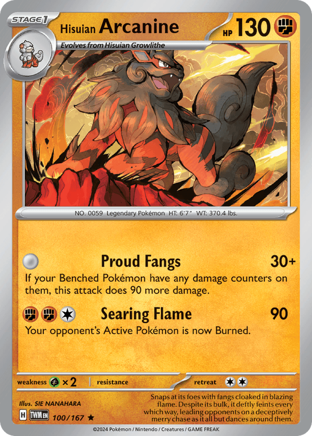 Carta Hisuian Arcanine 100/167 do set Twilight Masquerade — Pokémon TCG | Bynx