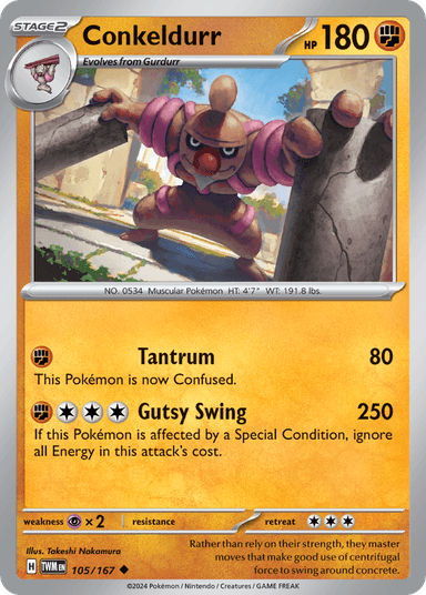 Carta Conkeldurr 105/167 do set Twilight Masquerade — Pokémon TCG | Bynx