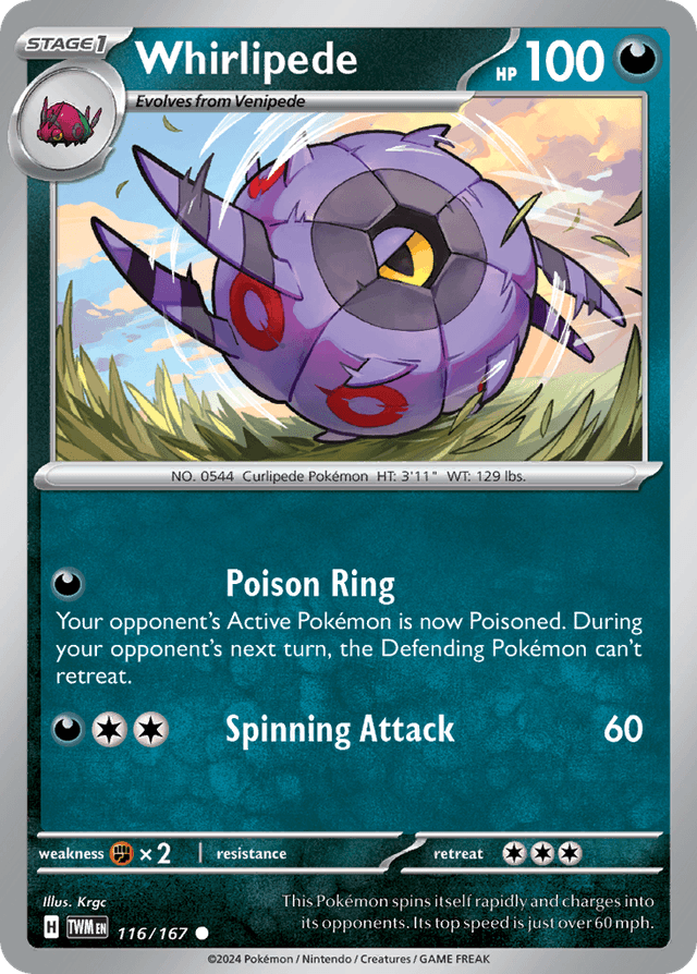 Carta Whirlipede 116/167 do set Twilight Masquerade — Pokémon TCG | Bynx