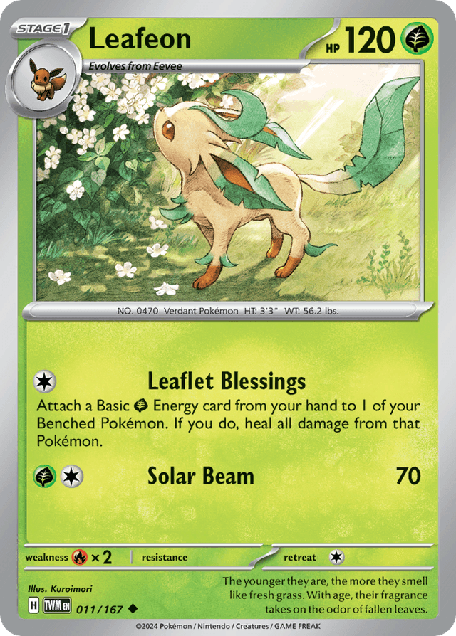 Carta Leafeon 11/167 do set Twilight Masquerade — Pokémon TCG | Bynx
