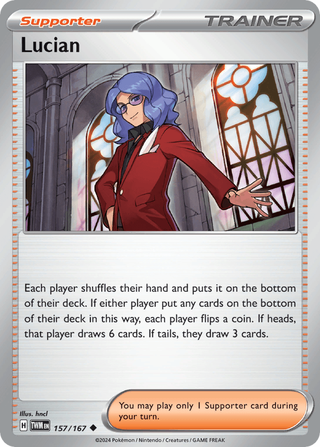 Carta Lucian 157/167 do set Twilight Masquerade — Pokémon TCG | Bynx