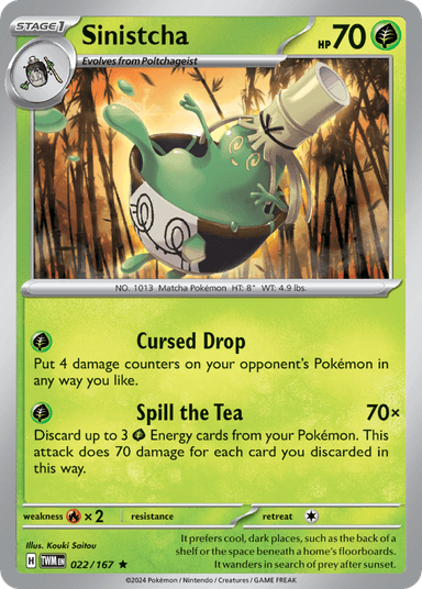 Carta Sinistcha 22/167 do set Twilight Masquerade — Pokémon TCG | Bynx