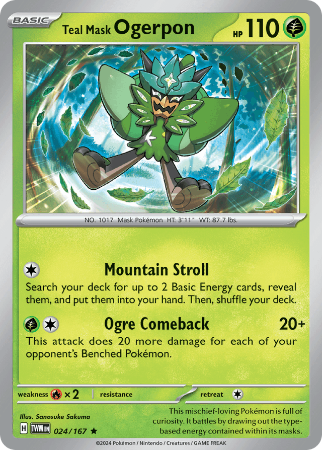 Carta Teal Mask Ogerpon 24/167 do set Twilight Masquerade — Pokémon TCG | Bynx