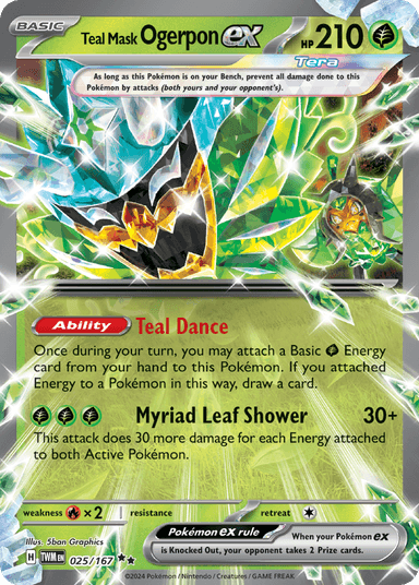 Carta Teal Mask Ogerpon ex 25/167 do set Twilight Masquerade — Pokémon TCG | Bynx