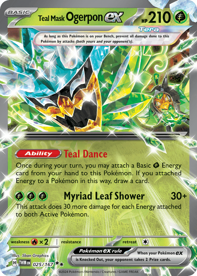 Carta Teal Mask Ogerpon ex 25/167 do set Twilight Masquerade — Pokémon TCG | Bynx
