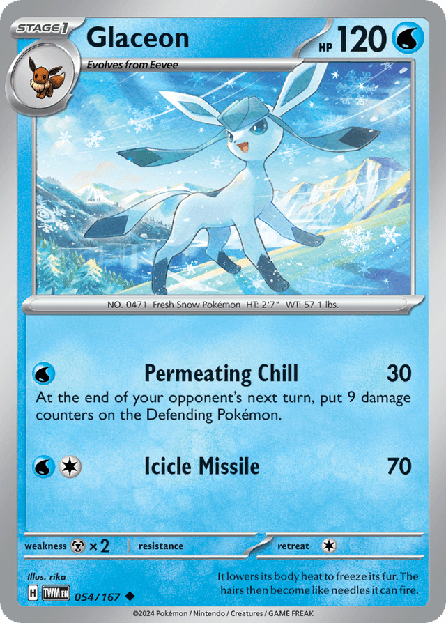 Carta Glaceon 54/167 do set Twilight Masquerade — Pokémon TCG | Bynx