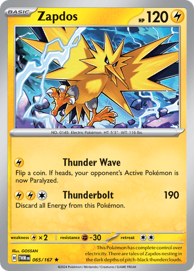 Carta Zapdos 65/167 do set Twilight Masquerade — Pokémon TCG | Bynx
