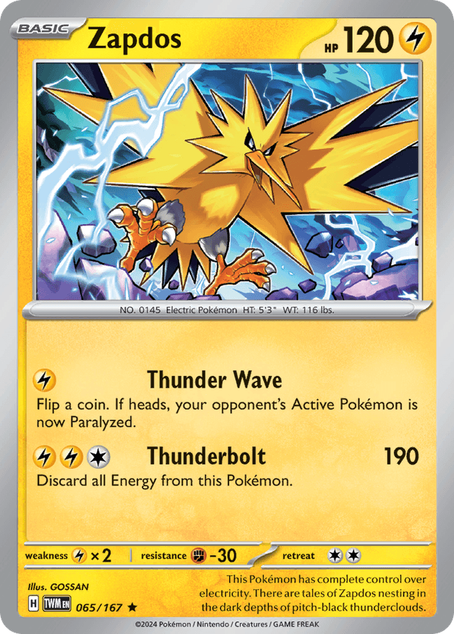 Carta Zapdos 65/167 do set Twilight Masquerade — Pokémon TCG | Bynx