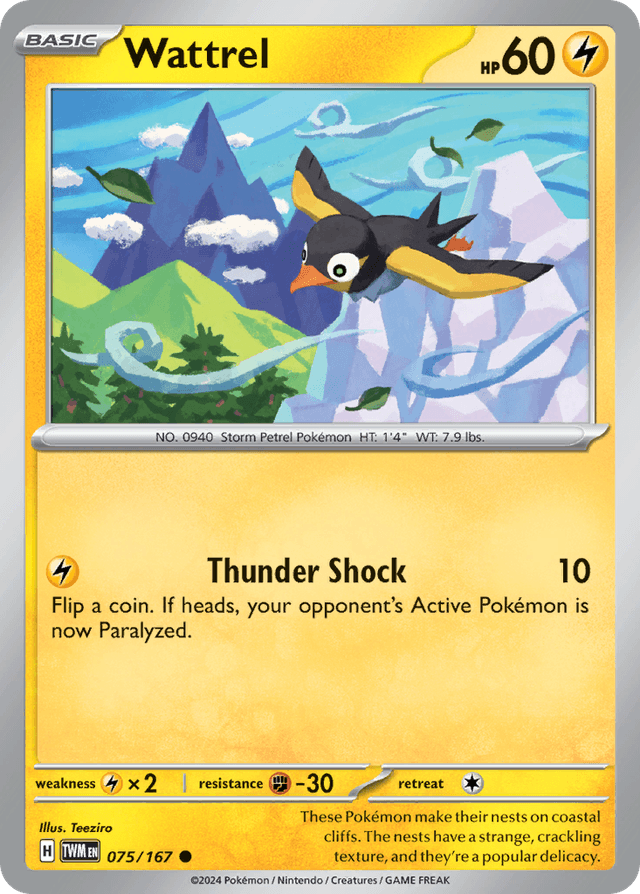 Carta Wattrel 75/167 do set Twilight Masquerade — Pokémon TCG | Bynx