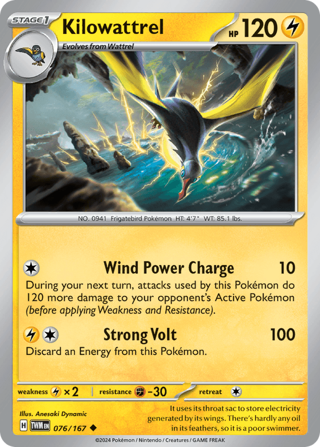 Carta Kilowattrel 76/167 do set Twilight Masquerade — Pokémon TCG | Bynx