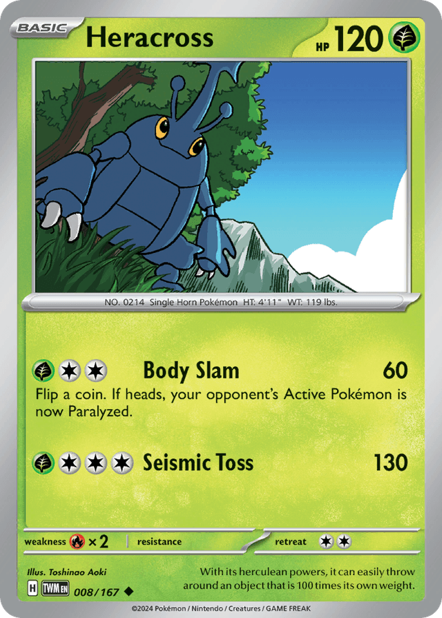 Carta Heracross 8/167 do set Twilight Masquerade — Pokémon TCG | Bynx