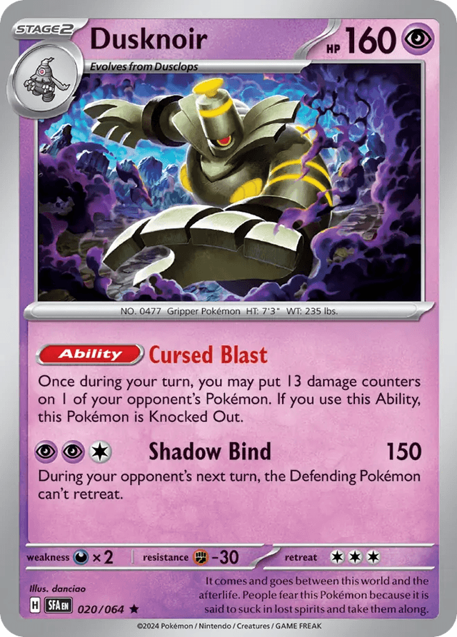 Carta Dusknoir 20/64 do set Shrouded Fable — Pokémon TCG | Bynx
