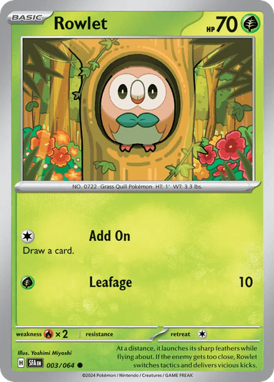 Carta Rowlet 3/64 do set Shrouded Fable — Pokémon TCG | Bynx