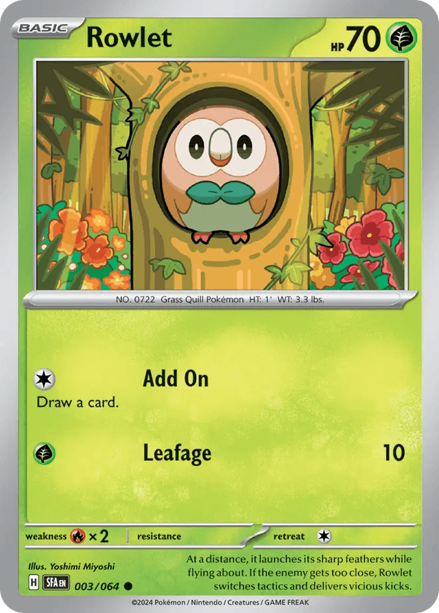 Carta Rowlet 3/64 do set Shrouded Fable — Pokémon TCG | Bynx