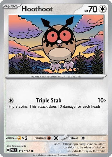 Carta Hoothoot 114/142 do set Stellar Crown — Pokémon TCG | Bynx