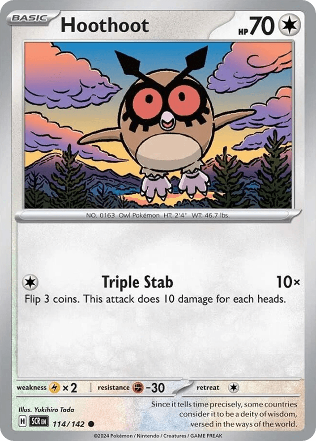 Carta Hoothoot 114/142 do set Stellar Crown — Pokémon TCG | Bynx