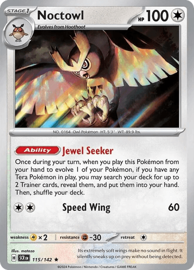 Carta Noctowl 115/142 do set Stellar Crown — Pokémon TCG | Bynx
