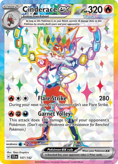 Carta Cinderace ex 157/142 do set Stellar Crown — Pokémon TCG | Bynx