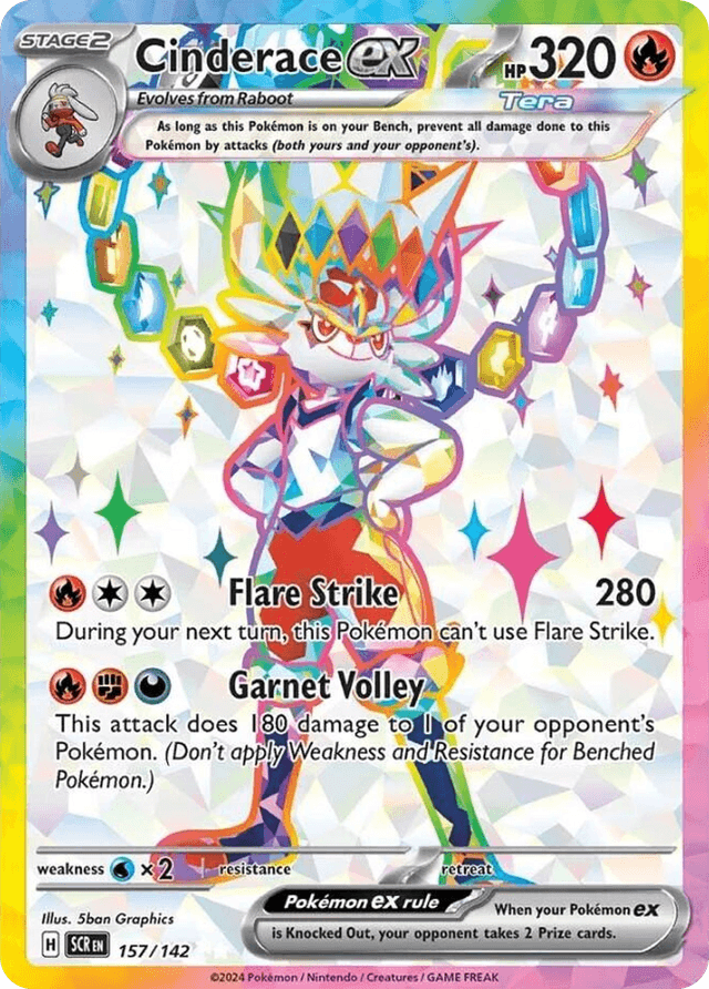Carta Cinderace ex 157/142 do set Stellar Crown — Pokémon TCG | Bynx