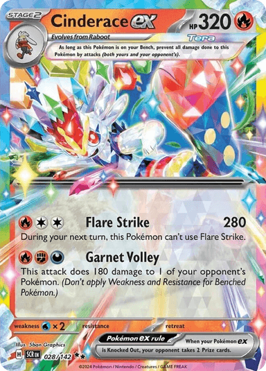 Carta Cinderace ex 28/142 do set Stellar Crown — Pokémon TCG | Bynx