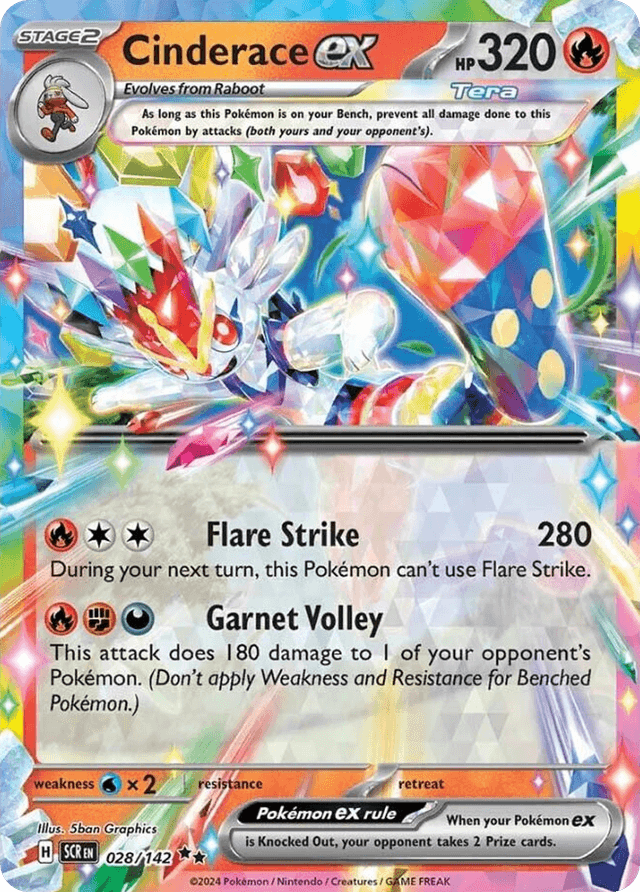 Carta Cinderace ex 28/142 do set Stellar Crown — Pokémon TCG | Bynx