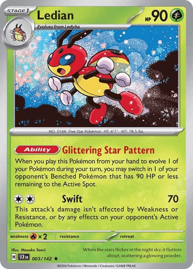 Carta Ledian 3/142 do set Stellar Crown — Pokémon TCG | Bynx