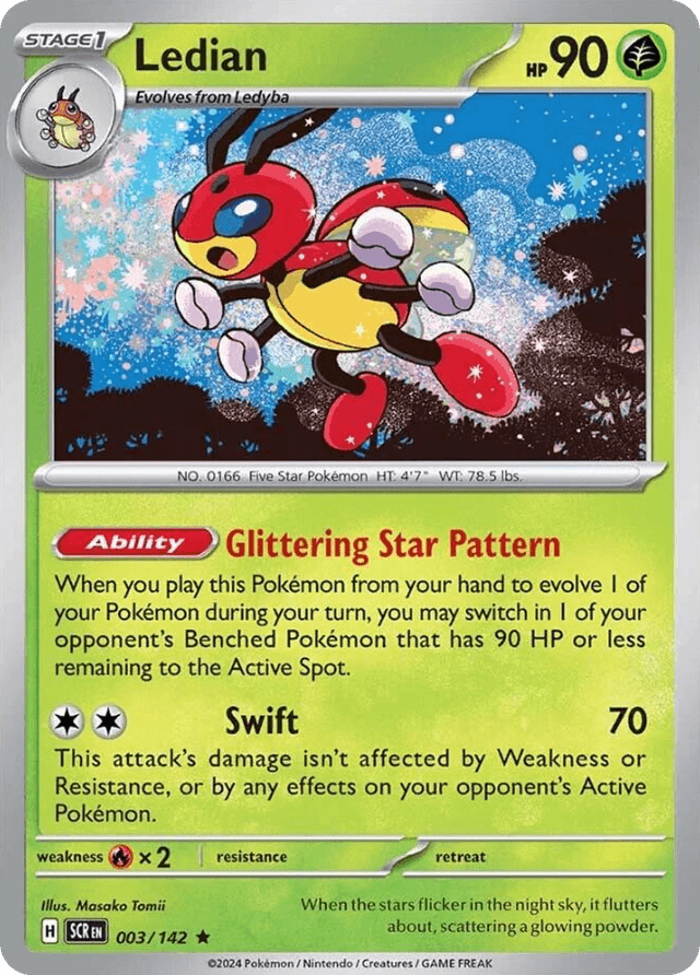 Carta Ledian 3/142 do set Stellar Crown — Pokémon TCG | Bynx