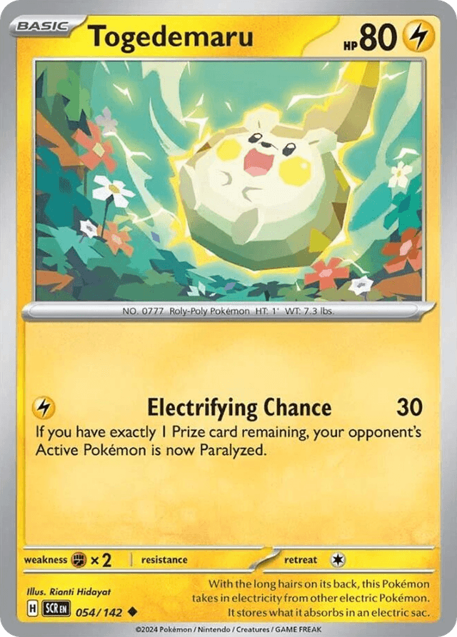 Carta Togedemaru 54/142 do set Stellar Crown — Pokémon TCG | Bynx