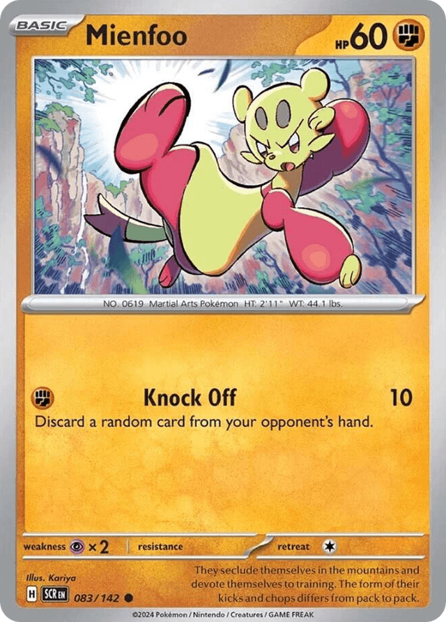 Carta Mienfoo 83/142 do set Stellar Crown — Pokémon TCG | Bynx
